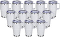 20 oz Stainless Steel Tumbler with Handle Bulk Metal Insulated Tumblers Travel Coffee Mug with Handle Double Wall Tumbler Cup with Lid and Straw, White 12 Pack