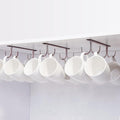 Mug Rack Under Cabinet - Coffee Cup Holder, 12 Mugs Hooks Under Shelf, Display Hanging Cups Drying Hook for Bar Kitchen Utensils Brown