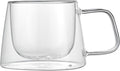 Restaurantware-Forma Professional 6.8 Ounce Double Wall Coffee Mugs, 2 Insulated Coffee Mugs With Handle - Dishwashable, Reusable, Clear Glass Beverage Cups, Freezable, For Hot Or Cold Beverages