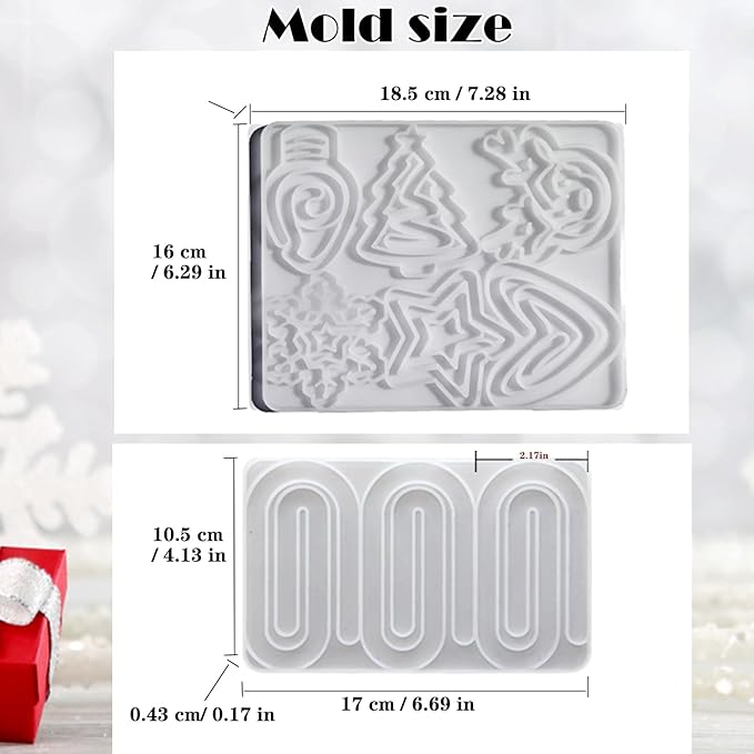 9-in-1 Christmas Resin Bookmark Mold Set - Reindeer/Snowflake/Tree/Heart/Star Silicone Molds for Epoxy Paperclips & Standard Bookmarks, Holiday Gift Crafts,DIY Supplies, Book Lovers Gift