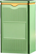HAN SHENG Square Airtight Tea Tins - Green, Food Storage Containers for Loose Tea, Coffee, Spices (5.9"x3.4"x2.8")