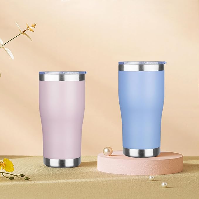 MEZMUT 1 Pack 20oz Insulated Coffee Tumbler with Lid and Straw Double Wall Vacuum Insulated Cup Stainless Steel Travel Mugs Leakproof Powder Coated Tumbler for Indoor Outdoor(Lavender)
