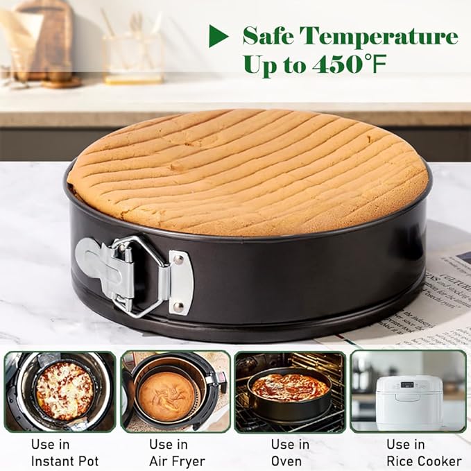 Tellshun 9 Inch Springform Pan Tin with 50pcs Parchment Paper Cheesecakes Baking Mold Round Leakproof Nonstick Removable Bottom Bakeware for Pie Cake Pizza and Quiches