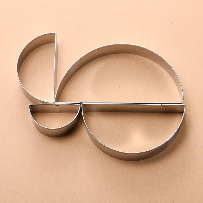 Half Circle Semicircle Cookie Cutter Set 4 Sizes 5 Inch, 4 Inch, 3 Inch, 2 Inch, Watermelon Frame Plaque Cookie Cutters Shapes Molds, 1 Inch Depth