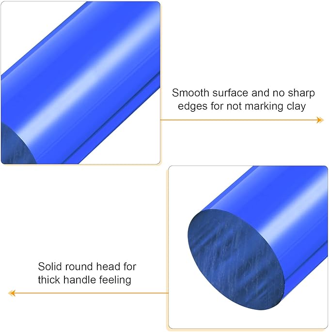 HARFINGTON Acrylic Clay Roller 7.28 Inch x 1 Inch Solid Non-Stick Plastic Round Tube Roller Polymer Clay Rod Fondant Rolling Pin for Shaping, Sculpting, Modeling DIY Crafts, Blue