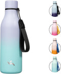 Insulated Water Bottle with Strap,18 oz Double Wall Stainless Steel Vacuum Bottles Metal Water Flask,Lavender Green