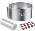 iNeibo Cake Ring and Cake Collar Set, 6 to 12 Inch Adjustable Cake Mousse Mould Set with 6inch Clear Cake Roll, Stainless Steel Pastry Ring, Mousse Ring, Ring Mold for Baking