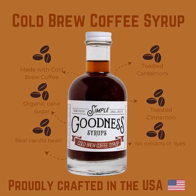 Simple Goodness Sisters Simple Syrup, Organic Cane Sugar, Syrup for Cocktails & More (13 Servings, Vanilla Coffee)