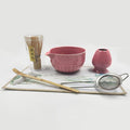 Matcha Whisk Set Pink, Ceramic Matcha Set Includes Matcha Bowl, Bamboo Whisk, Whisk Holder, Scoop, Rest, Sifter and Tea Towel – Complete 7 PCS Matcha Kit for Matcha Lovers Gift