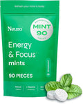Neuro Energy & Focus Mints - Sugar Free Breath Mints with 80mg Natural Caffeine, B Vitamins & L-Theanine - Vegan Brain Supplement for Exercise, Study & Daily Focus - Spearmint, 90 ct