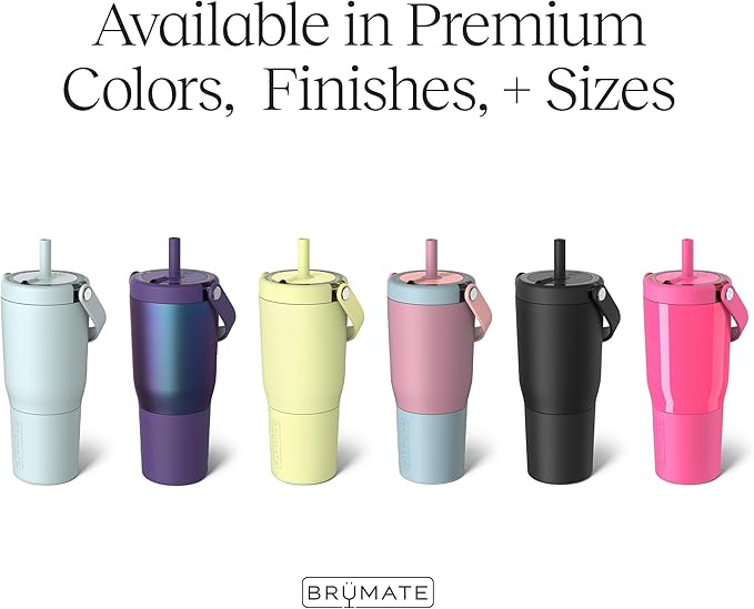 BrüMate Resa 25oz 100% Leakproof Travel Tumbler w/Handle & Straw | Flexible SoftSip Straw | Silicone Sleeve for Durability | Stainless Steel | Cup Holder & Travel Friendly Water Bottle (Dark Aura)