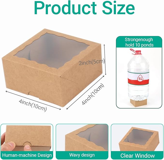 40 Pack Bakery Boxes 4x4x2 Inches Cookies Boxes Mini Bundt Cake Boxes Pie Boxes Cinnamon Roll Treat Boxes Chocolate Truffle Boxes Party Wedding Favor