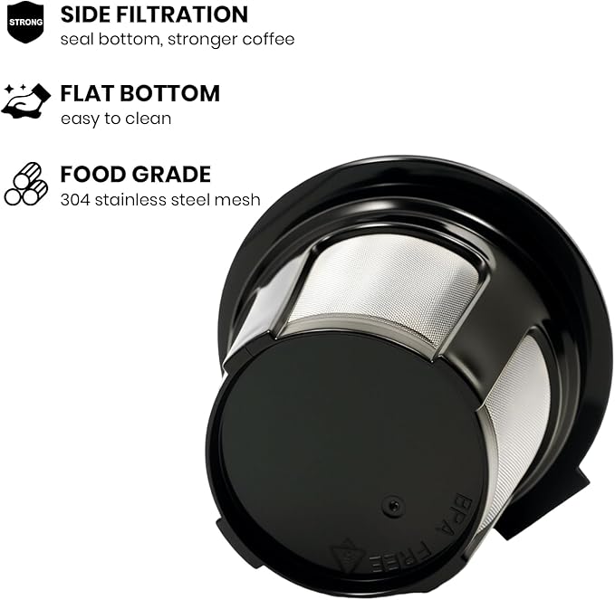 4-Pack Roogaluckeep Reusable K Cup for Keurig, Black BPA Free Refillable K-Cup Pod Coffee Filters, Universal Fit Refillable Coffee Filters for 1.0 and 2.0 Keurig Coffee Makers
