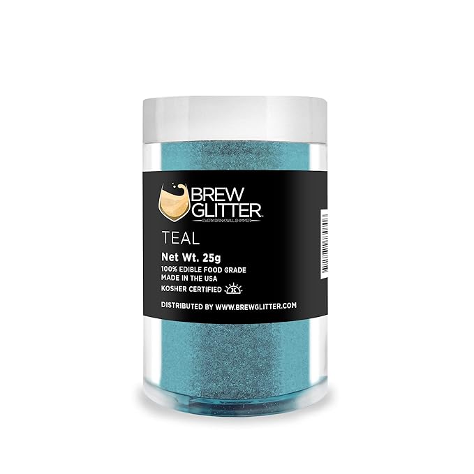 Teal BREW GLITTER Edible Glitter For Drinks, Cocktails, Beer, Garnish Glitter & Beverages | KOSHER & HALAL Certified | 100% Edible & Food Grade | Vegan, Gluten, Nut Free (25g, Teal)
