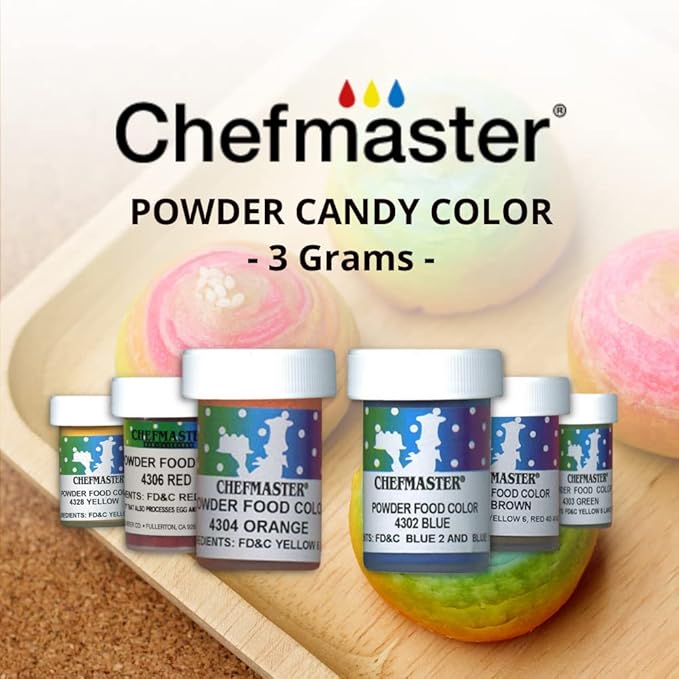 Chefmaster Yellow Dry Powder Candy Color | Vibrant Shades | Chocolate, Macarons, Fondant | Decorating | Professional-Grade Dye | Easy-to-Use | Manufactured in USA | 3 grams