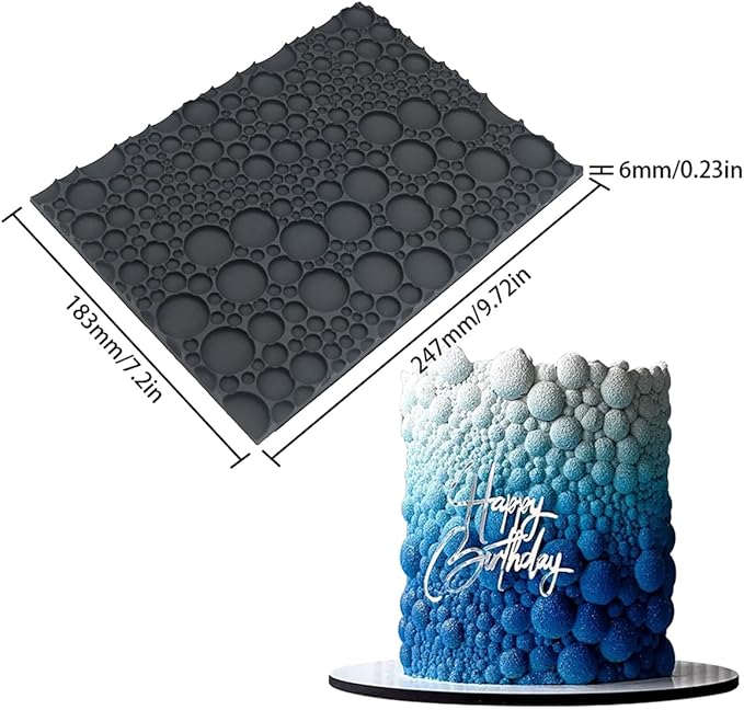 mostsom Silicone Lace Cake Mold for Fondant & Chocolate,Embossing Round Bubble Decorating - Reusable Baking Tools for Cupcakes, Cookies, Cake Decorations (F_ Round Bubble)
