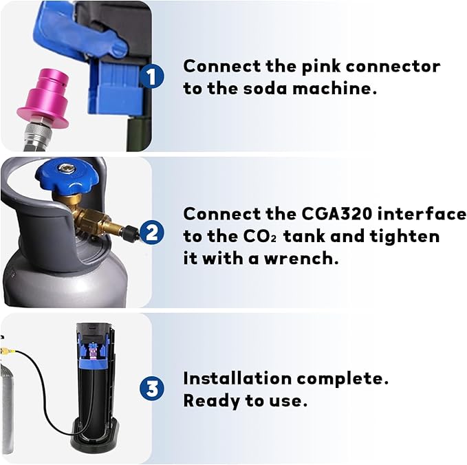 MEASUREMAN CO2 Adapter Kit with CGA320 Connector & 60-Inch Hose, Quick Connect Refill Adapter for Soda Makers/Soda Machines