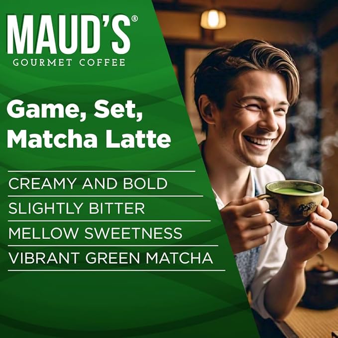 Maud's Matcha Latte Pods, 32 ct, Recyclable Single Serve Tea Pods - Compatible with Keurig K Cups Maker