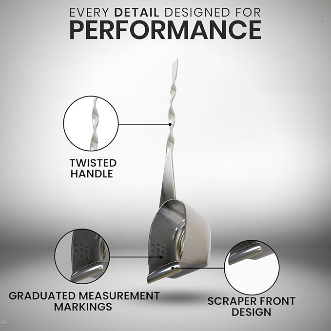 Rattleware Stainless Steel Spoon Twist - Espresso Spoon with Graduated Measure and Scraper Front - Perfect for Precision Coffee Making