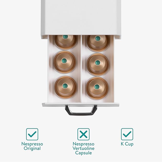 Navaris Coffee Pod Holder, Cream - Compact, Space Saving Coffee Capsule Storage Holders - Durable Espresso Organiser Station - Coffee Machine Drawer Ideal for Small Kitchens