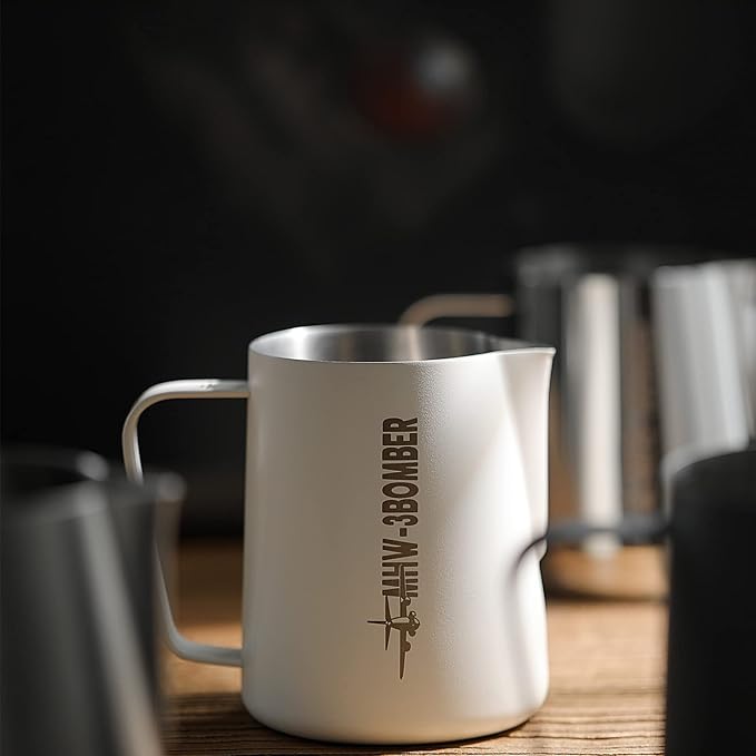 MHW-3BOMBER Milk Frothing Pitcher, 20oz/600ml Milk Frother Cup for Barista, SUS304 Stainless Steel Espresso Steaming Pitchers for Latte Art/Cappuccino/Coffee/Milk, P3013W-OS