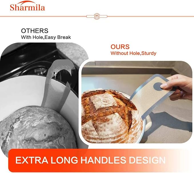 Silicone Bread Sling for Dutch Oven - Non-Stick & Heat Resistant, 2Pcs Oval and Round Reusable With Long Handles for Transfer Sourdough