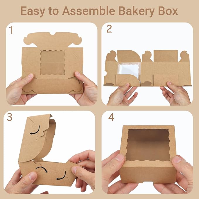 40 Pack Bakery Boxes 4x4x2 Inches Cookies Boxes Mini Bundt Cake Boxes Pie Boxes Cinnamon Roll Treat Boxes Chocolate Truffle Boxes Party Wedding Favor