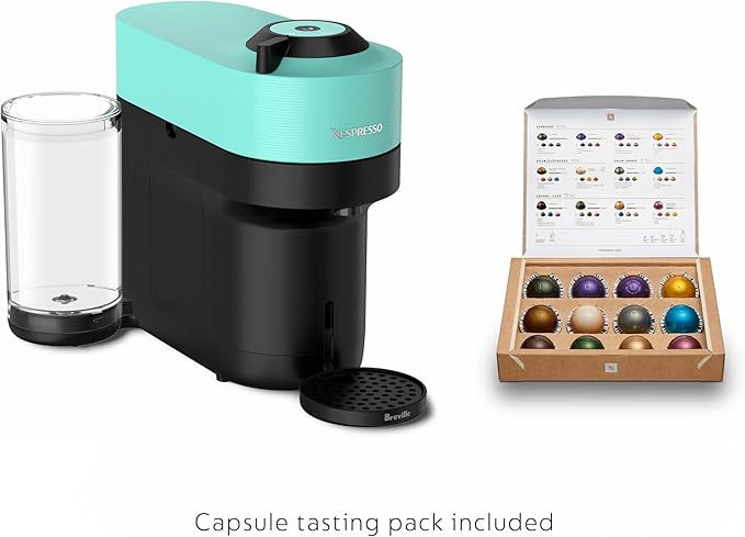 Nespresso Vertuo Pop+ Coffee and Espresso Maker by Breville with Milk Frother, Aqua Mint