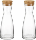 Bormioli Rocco Ypsilon Glass Carafe Set with Cork Tops, Set of 2-18.5 oz Contemporary Juice Containers & Drink Dispensers for Wine, Water, Milk - Dishwasher Safe Bar Glassware for Entertainment