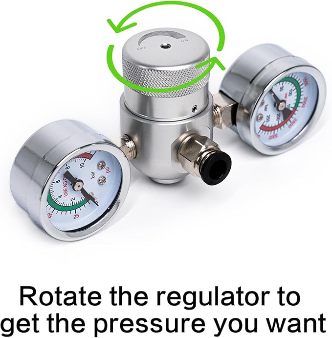 Pressure Regulator Valve for 0.95L/580g Whipped Cream Charger Tank with Hose Line & Adapter - Adjustable N2O Gas Regulator for Cream Dispenser, Cake, Cocktails