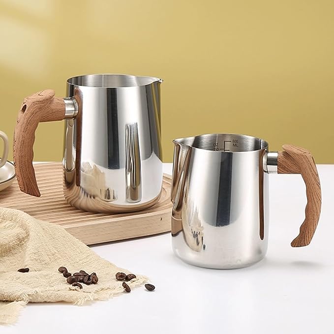 Stainless Steel Milk Frothing Pitcher - 20oz (600ml), Espresso Steaming Pitcher with Anti-scald Handle for Coffee, Cappuccino, Latte Art