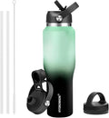 HYDROWION Water Bottle Stainless Steel,Vacuum Insulated Leak Proof Tumbler 32oz with Straw Lid, Spout Lid and Flex Cap(Cold for 48 Hrs, Hot for 24 Hrs), Fit in Any Car Cup Holder, Mint - Black