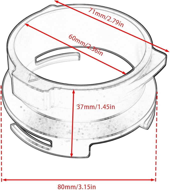 Espresso Dosing Funnel Compatible with Barsetto, Calphalon Temp IQ 58mm Portafilter, Aluminum Alloy, Silver