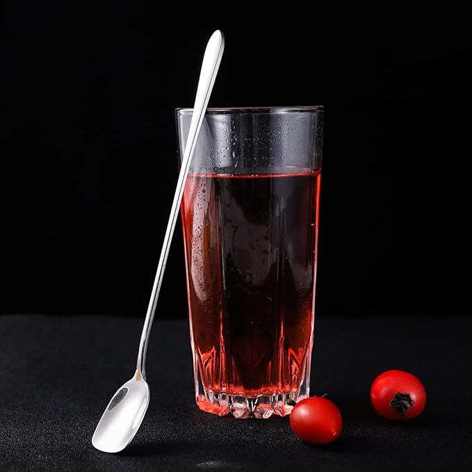 Long Coffee Spoons Steel Set of 6 Stainless Coffee Stirrer Iced Cream Scoop Cocktail Mixing Spoons (6)