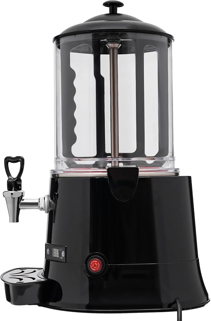 10L Commercial Hot Chocolate Machine Maker,110V Hot Chocolate Melting Machine,Temperature Adjustable Hot Beverage Warmer Dispenser for Chocolate Coffee Milktea (Black)