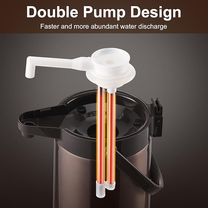 PARACITY Upgraded Airpot Coffee Carafe with Double Pump 84oz/2.5L Stainless Steel Drink Dispenser for Hot/Cold Beverage with Lazy Susan Base, Coffee Termos Para Cafe for Hot Cocoa for Parties