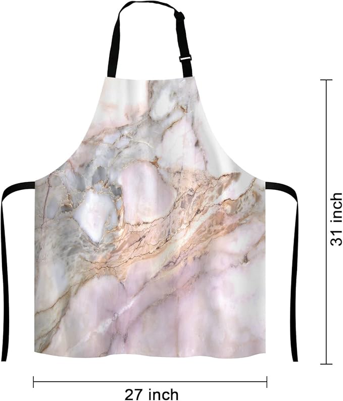 Pink Marble texture Apron for Women and Men, Adjustable Kitchen Chef Apron for Cooking Baking - Cute Birthday, Anniversary, Mother's Day Apron Presents for Mom Wife Girlfriend Aunt Grandma
