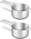 2PCS 1/2Cup (120ml, 4oz) Single Measuring Cup, Stainless Steel Measure Scoop, Metric and US Measurement, Heavy Duty, Dishwasher Safe