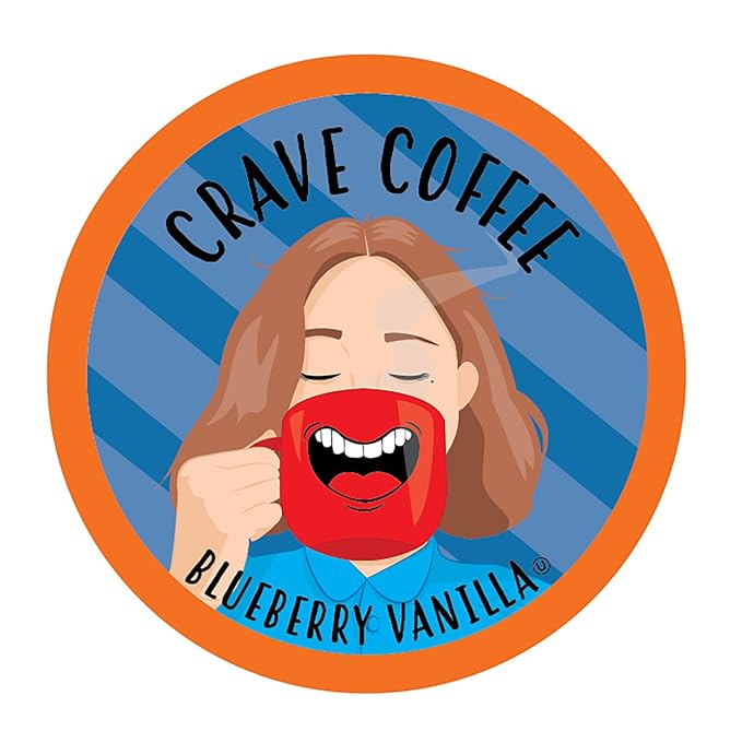 Crave Beverages Flavored Coffee Pods Compatible with Keurig K-Cup Brewers, Blueberry Vanilla, 100 Count