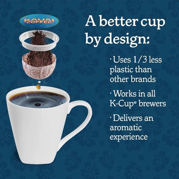 Kauai Coffee Pods Compatible with K-Cup Pods for Keurig Brewers – 20% Hawaiian Arabica – Medium Roast, Rich, Smooth, No Bitterness – Garden Isle, 1 Pack of 32 Single Serve Cups