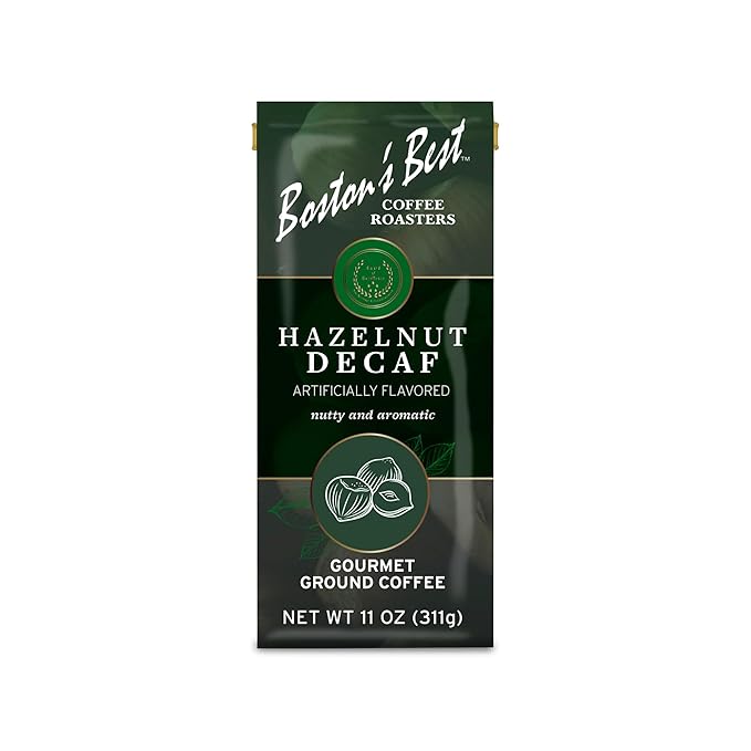 Boston’s Best Coffee - Hazelnut Decaf Gourmet Delicious Medium Roast Nutty Premium Ground Coffee, 11 oz. / 311 g Coffee Bag