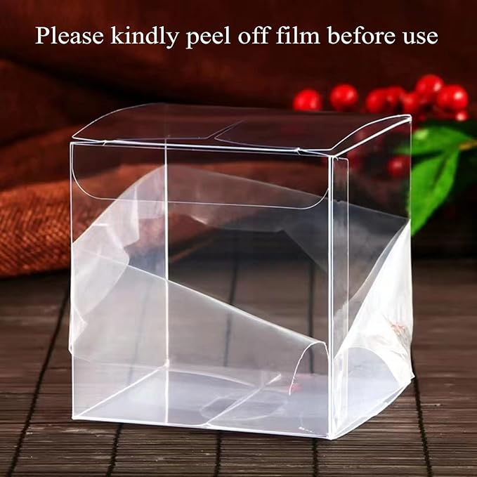 RomanticBaking 100 Pack 3x3x3 Inch Clear Hot Chocolate Bomb Boxes Small Gift Boxes for Cupcake,Candies, Birthday Wedding Party Favor Box