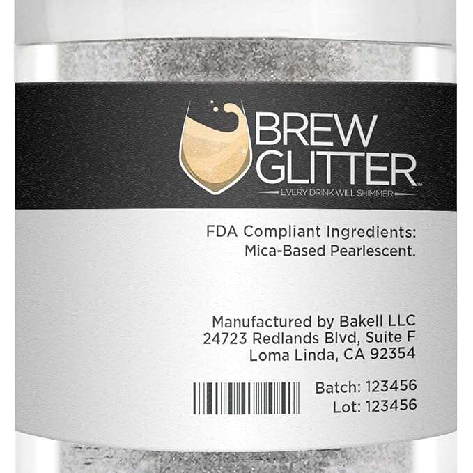 White BREW GLITTER Edible Glitter For Drinks, Cocktails, Beer, Garnish Glitter & Beverages | KOSHER & HALAL Certified | 100% Edible & Food Grade | Vegan, Gluten, Nut Free (25g, White)