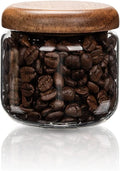 Glass Food Storage Containers With Wooden Lids - Small Coffee Jars - Pantry Organization For Overnight Oats, Cereal, Rice, Candy (14oz(400ml))