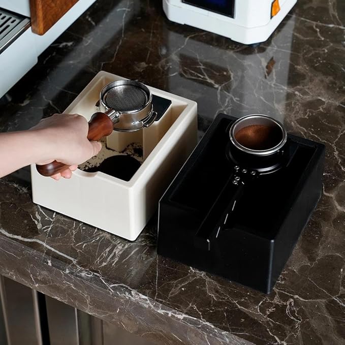 watchget Espresso Knock Box, Coffee Ground Knock Box, Dual Function Storage and Tamping Tool with Non-Slip Base, Made of Durable ABS Plastic, Perfect for Baristas and Coffee Enthusiasts, Black