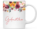Andaz Press 11oz. Mother's Day Ceramic Coffee Tea Mug Gift, Fall Autumn Burgundy Orange Peach Flowers Roses Florals, Godmother, 1-Pack, Includes Gift Box, Birthday Christmas Gift Ideas