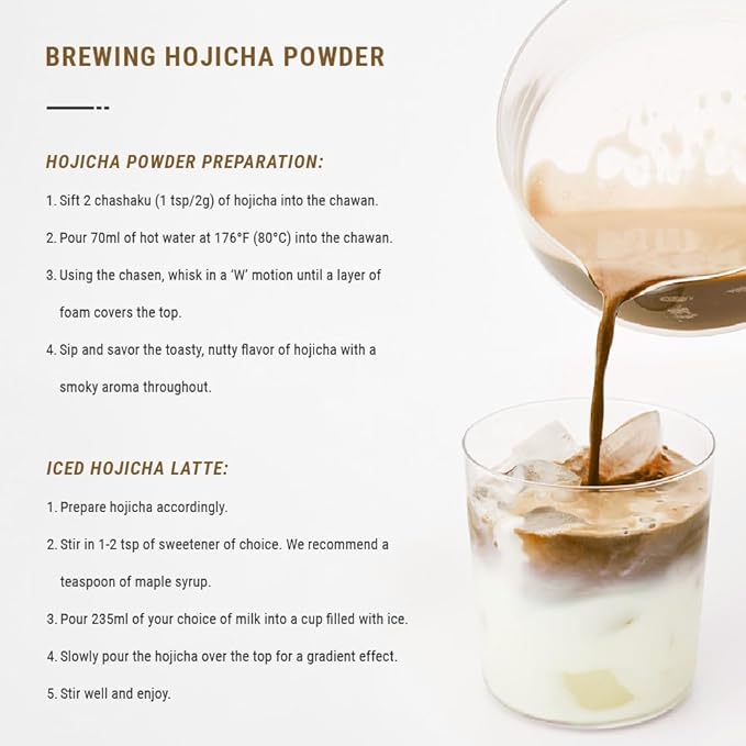 Senbird Premium Hojicha Powder - Japanese Roasted Matcha from Kyoto, Japan - Tea Powder in Airtight Tin (1.06oz/30g)