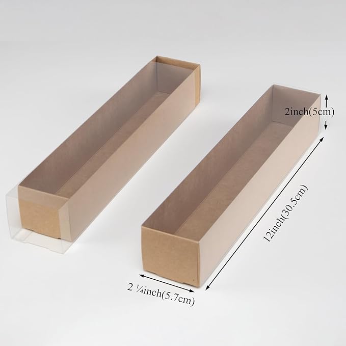 50Pack 12x2¼x2 Inch Chocolate Covered Strawberry Boxes for 6 Macaron boxes Chocolate Truffle Boxes Cookie boxes Bakery Boxes with Window Soap Boxes