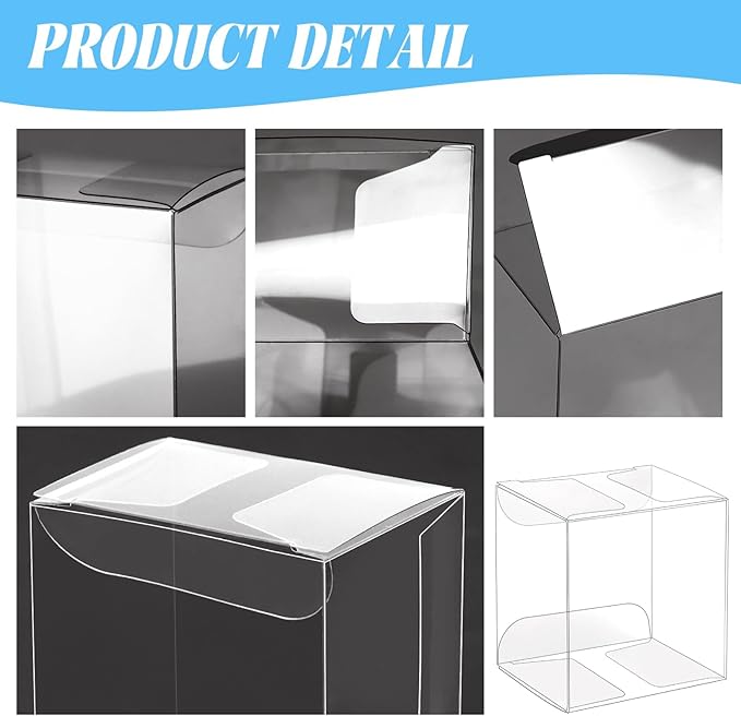 Newbested 100 Pack Clear Plastic Macaron Boxes,Transparent Chocolate Candy Cookies Malt Balls Mini Gift Packing Boxes for Valentine's Day Wedding Party Baby Shower Display(2.17" x 2.17" x 1.38")