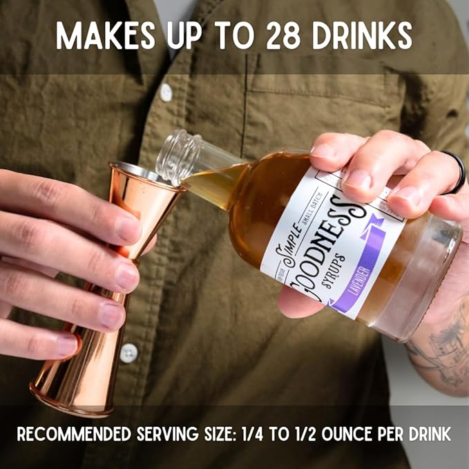 Simple Goodness Sisters Lavender Simple Syrup, USA-Grown Lavender & Organic Pure Cane Sugar, Simple Syrup for Cocktails, Lemonades and more (20 servings)